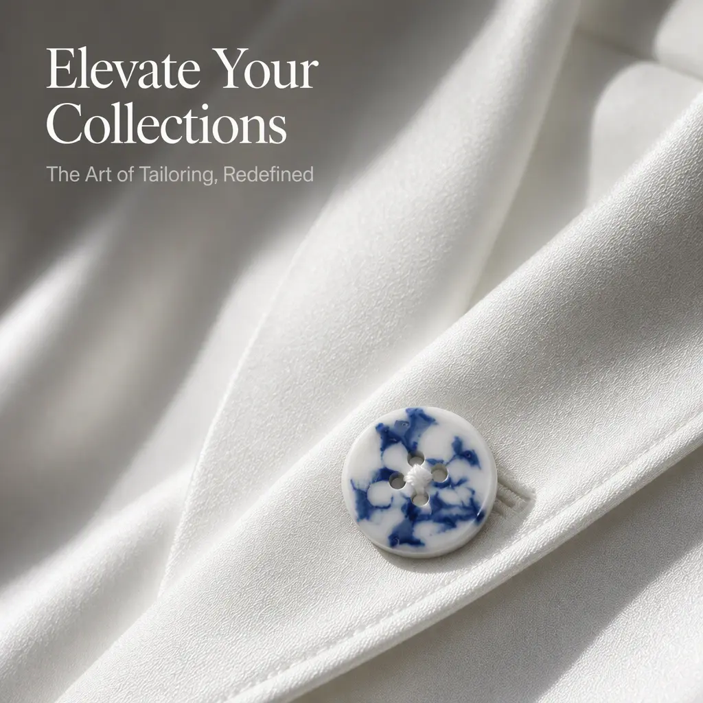Ceramic button on a garment