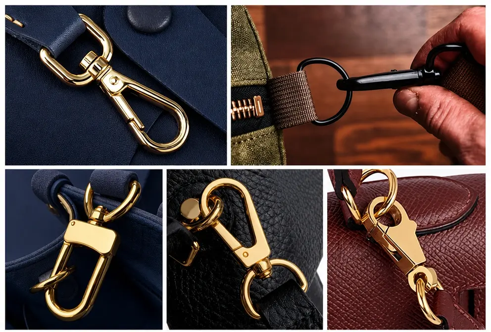 Hooks on bags and straps