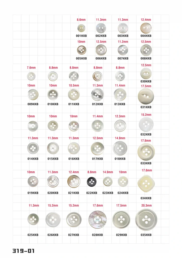 Shell Buttons catalogue sheet